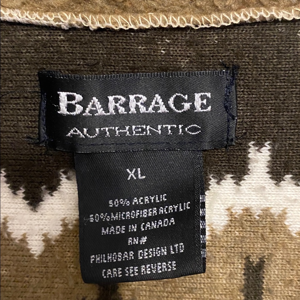 Barrage Canadian Zip-Up Sweater in Cream and Brown, nice condition - Picture 2 of 7